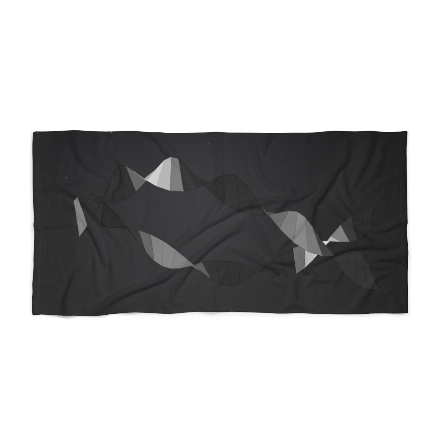 Monochrome Abstract Waves Beach Towel | Geometric Black Gray Design