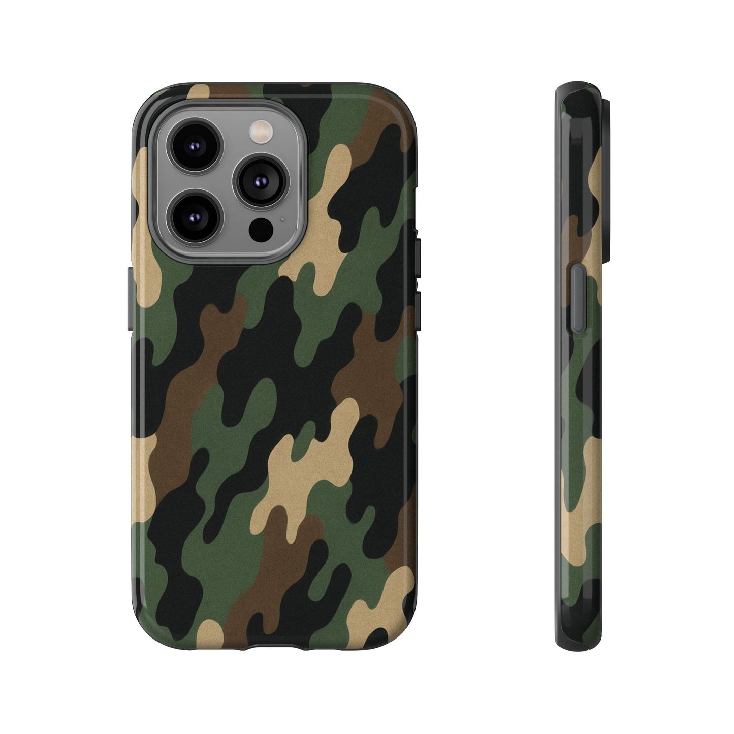 Camouflage tough phone case by Printify featuring rugged camo design and protective build for smartphones.