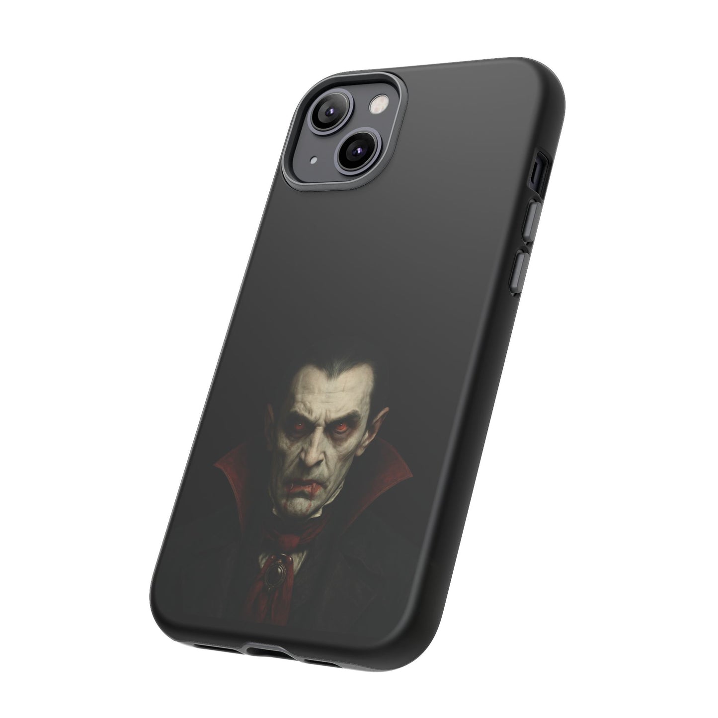 Gothic Dracula vampire portrait phone case for iPhone, featuring horror-themed design by Printify.