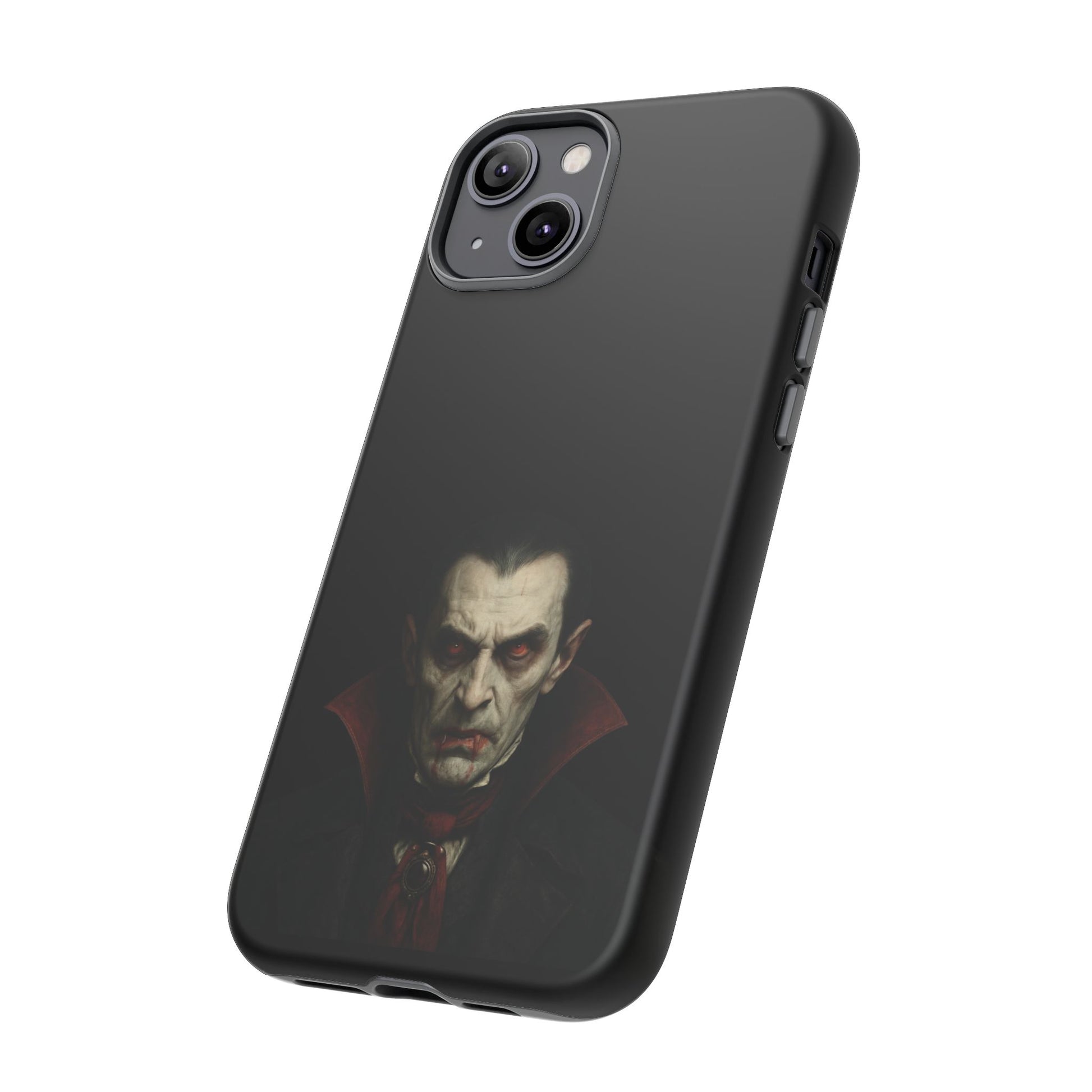 Gothic Dracula vampire portrait phone case for iPhone, featuring horror-themed design by Printify.