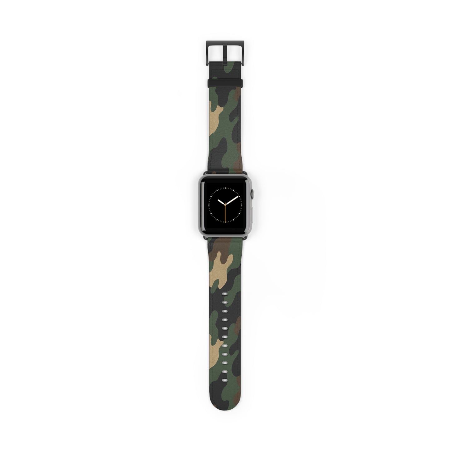 Green camouflage silicone Apple Watch band by Printify, durable and adjustable camouflage strap for Apple Watch accessories.