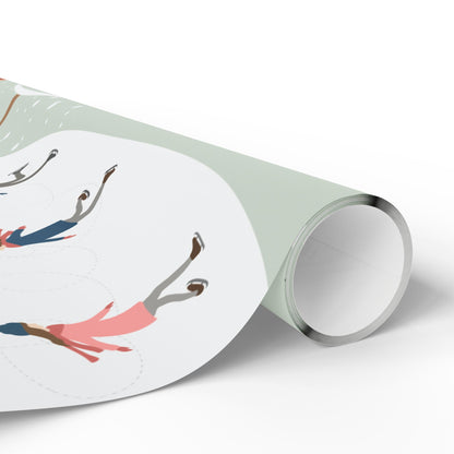 Winter Village Pattern Wrapping Paper | Holiday Snow Scene Roll