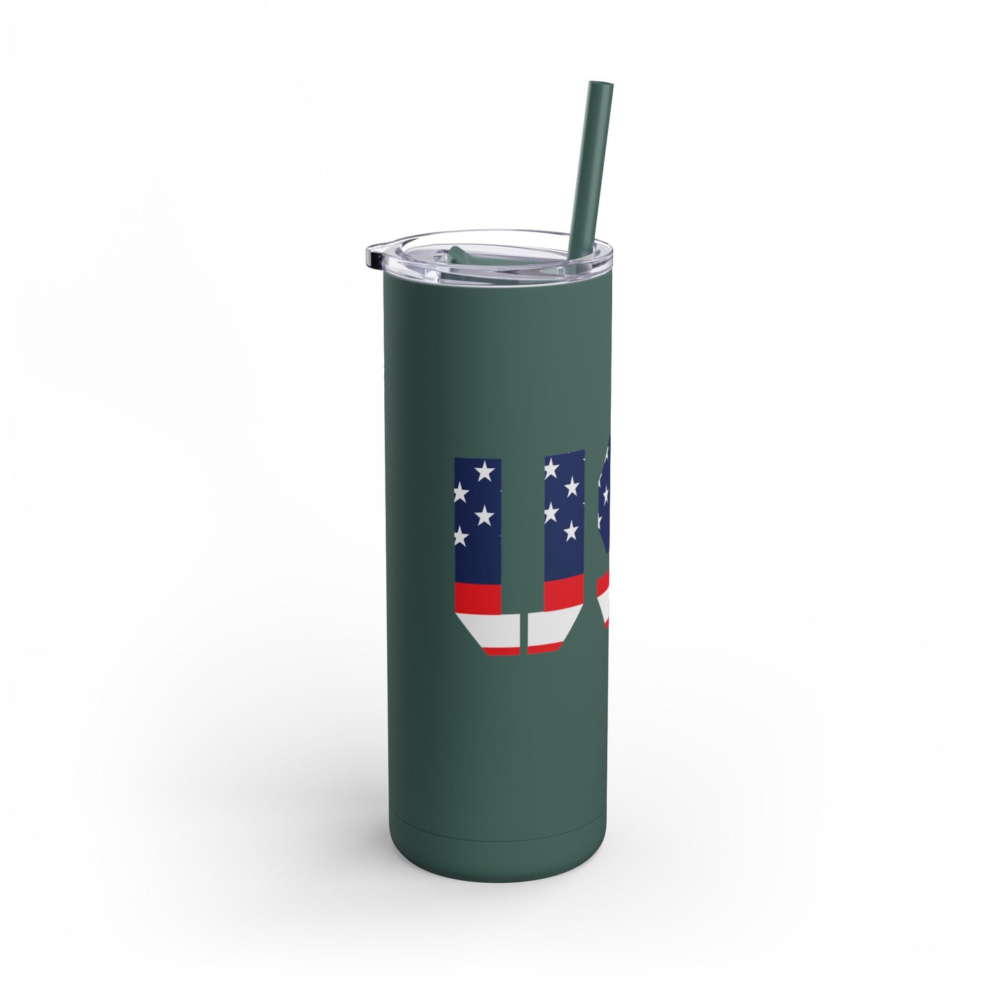 USA Flag Tumbler - 20oz Skinny Matte Drinkware, Travel Mug, Patriotic Gift, Fourth of July, Summer BBQ, Camping, Outdoor - TRV