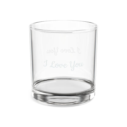 Engraved I Love You whiskey glass, 10.5 oz personalized rocks glass from Printify, clear glassware with custom engraving.