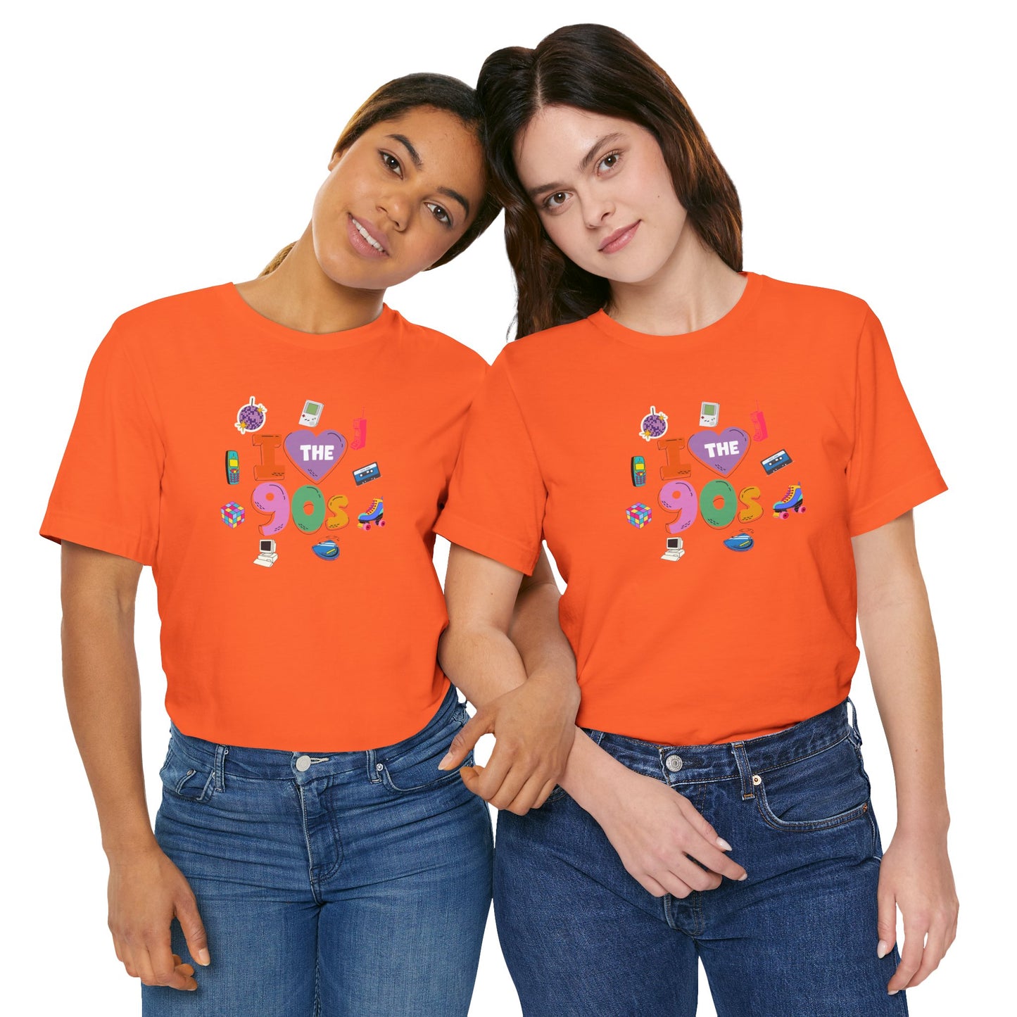 I  Love the 90's Short Sleeve Tee - Retro Graphic Tee, Vintage Style Shirt, Perfect for Casual Outings, 90s Nostalgia Apparel