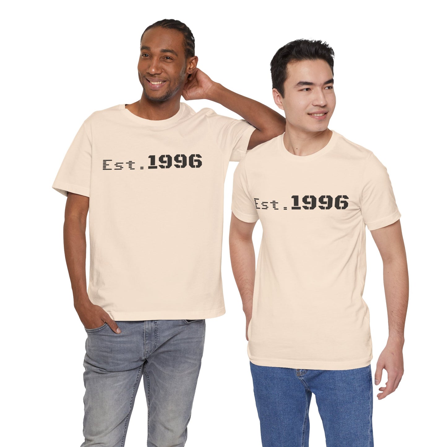 Vintage Est. 1996 T-shirt by Printify featuring a retro design, perfect for birthday gifts celebrating the birth year.