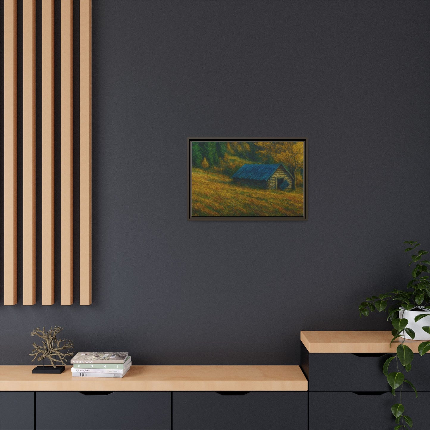 Framed Matte Canvas Print, Rustic Artwork, Farmhouse Decor, Nature Wall Art, Gift for Home, Autumn Decor, Landscape Painting