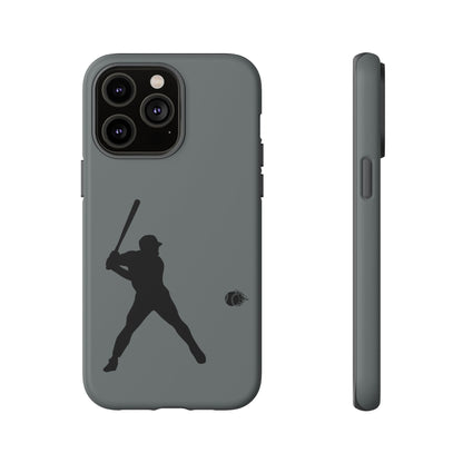 Black baseball silhouette tough phone case for iPhone, durable protective design by Printify, sporty style.