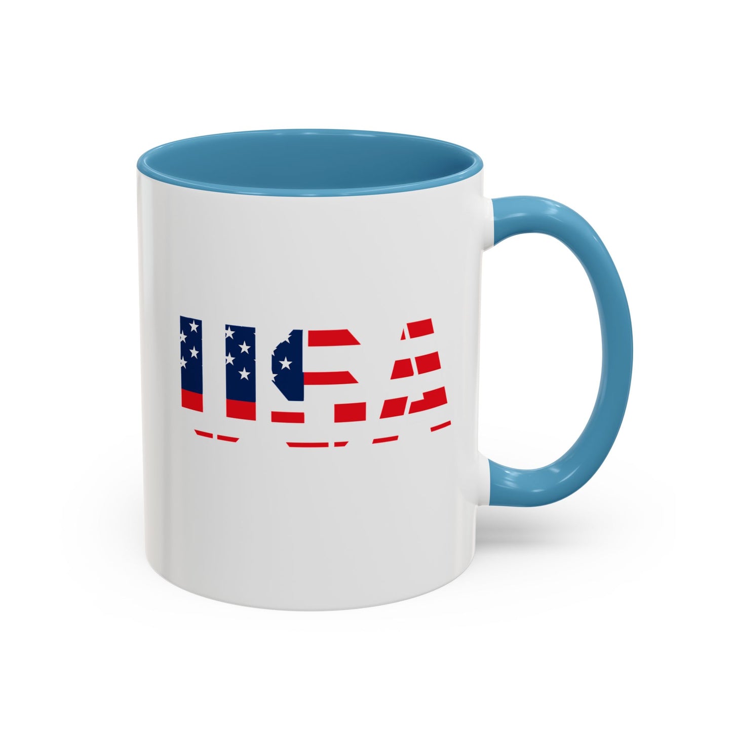 USA Flag Accent Coffee Mug — Patriotic 11/15oz Ceramic Coffee Cup