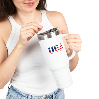 USA design 40oz insulated stainless steel travel mug with handle - view 3