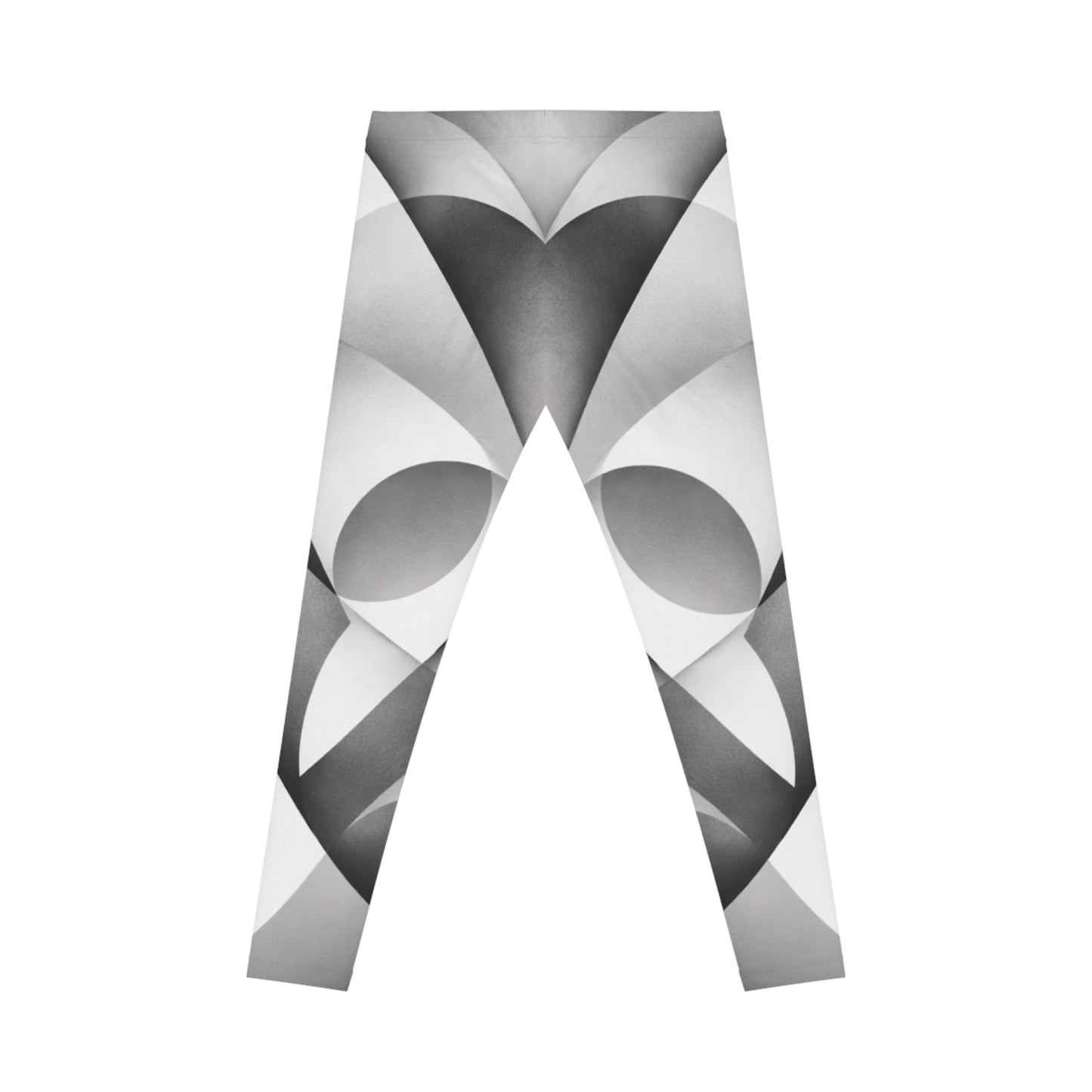 Monochrome Geometric Heart Pattern Leggings | Abstract Black White Design