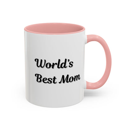 Black ceramic mug with "World's Best Mom" message and black trim, ideal for Mother's Day gift from Printify.