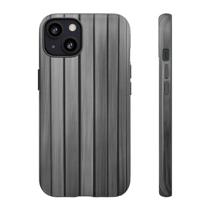 Ribbed metal texture phone case for iPhone by Printify, tough protective cover with sleek design and durable metal finish.
