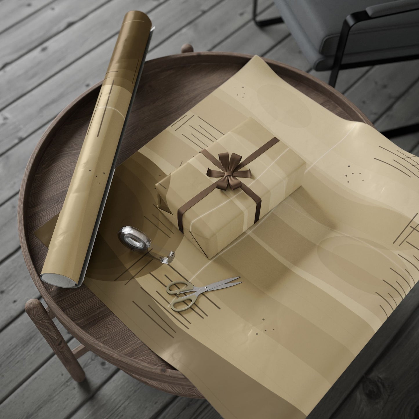 Neutral Abstract Wrapping Paper Roll — Beige Geometric Gift Wrap