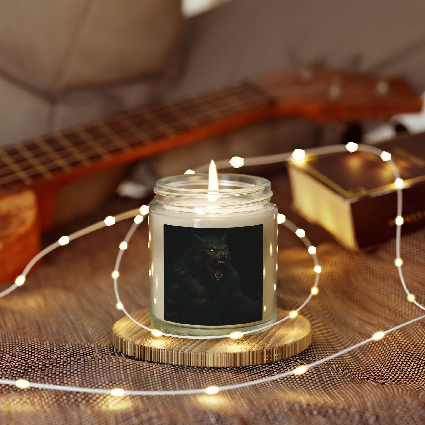 Soy Blend Candle — Coconut Apricot Wax, Black Cat Howl Artwork (4oz & 9oz)
