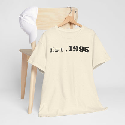 Unisex Heavy Cotton Tee - Est. 1995, Vintage Birthday Gift, Customizable Tee, Retro Unisex Shirt, Casual Everyday Wear