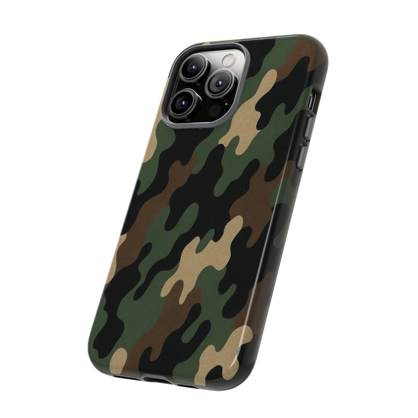 Camouflage tough phone case by Printify with rugged camo design, providing durable protection for smartphones.