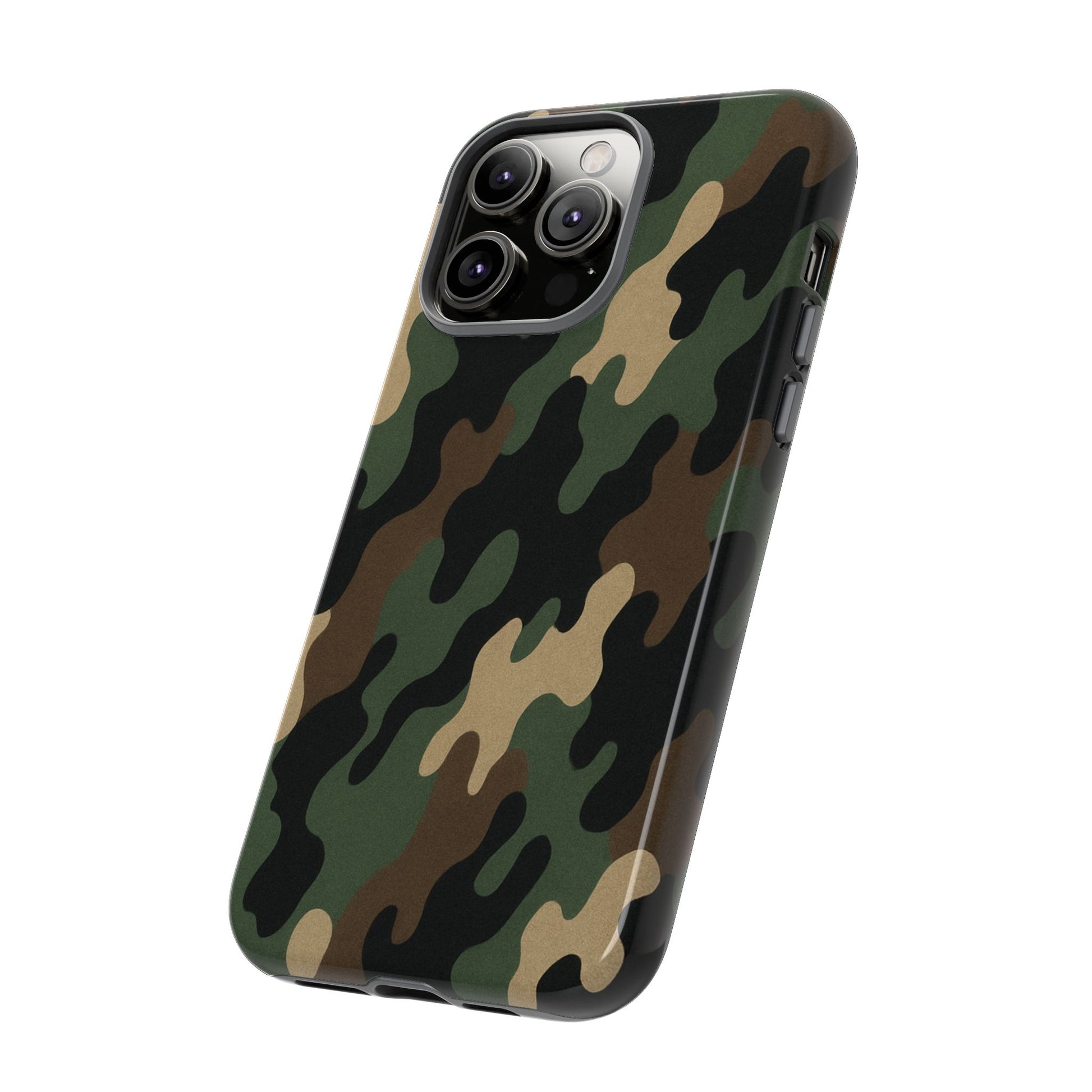 Camouflage tough phone case by Printify with rugged camo design, providing durable protection for smartphones.