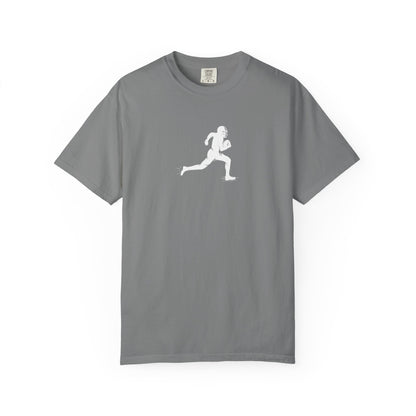 Sporty Unisex Garment-Dyed T-Shirt with Football Player Graphic, Activewear, Casual Wear, Gift for Runners, Fitness Apparel, Everyday Style
