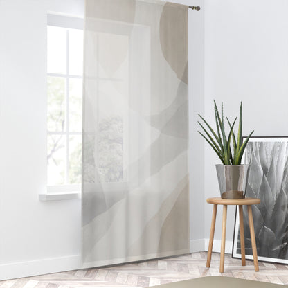 Neutral Abstract Wave Window Curtain | Sheer Modern Drapery