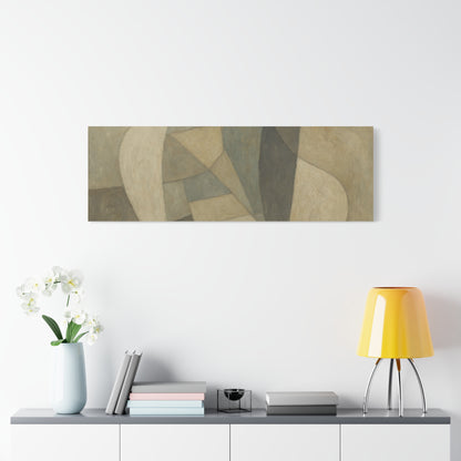 Abstract neutral geometric shapes printed on matte canvas by Printify, featuring modern, minimalist design with various geometric patterns.