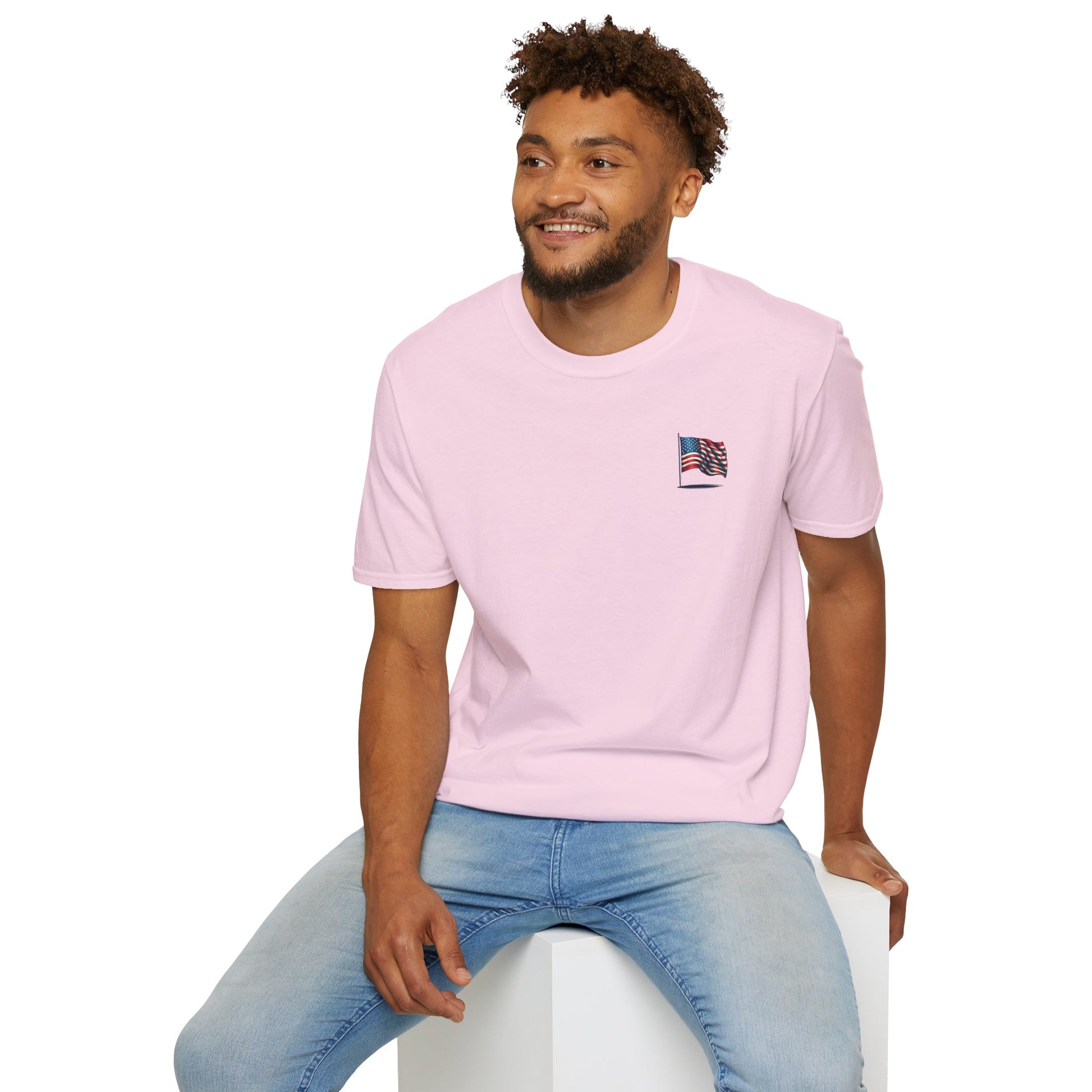 Patriotic Unisex Softstyle T-Shirt, American Flag Tee, USA Pride Shirt, Perfect for Independence Day, Casual Wear - TRV