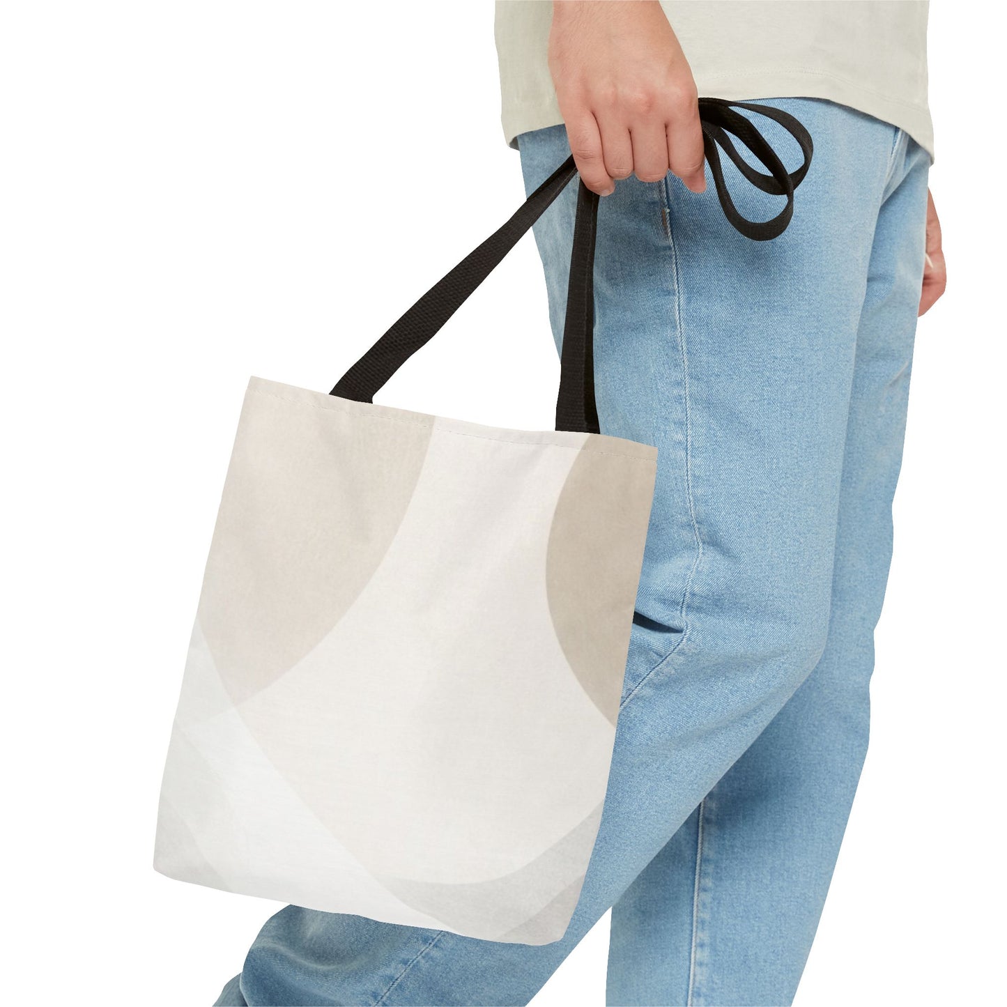 Neutral Abstract Geometric Tote Bag | Minimal Beige Shapes