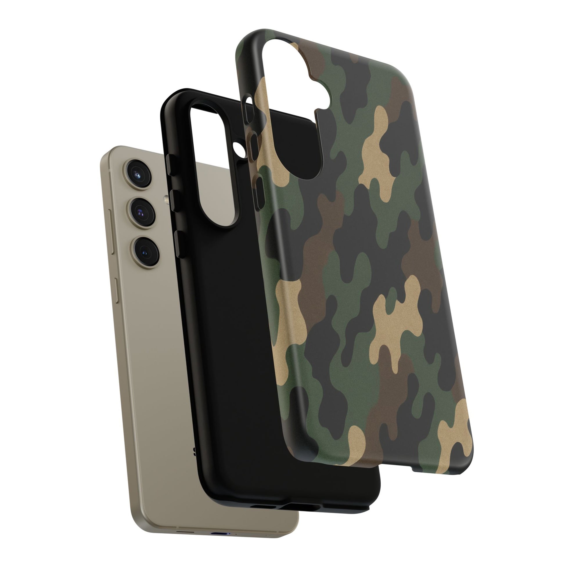 Camouflage tough phone case by Printify featuring rugged camo design and protective features for smartphones.