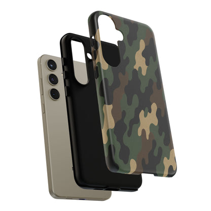 Camouflage tough phone case by Printify featuring rugged camo design and protective features for smartphones.