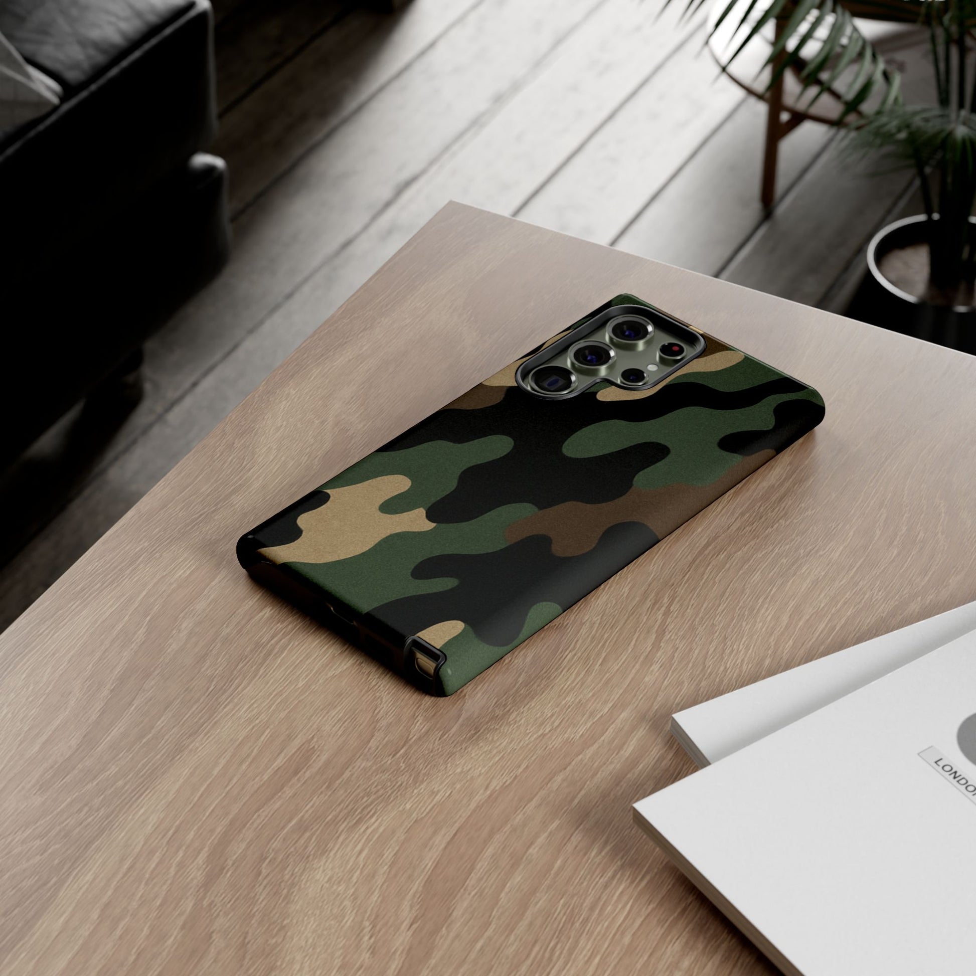 Rugged military green Printify camo tough phone case with protective design for a smartphone.