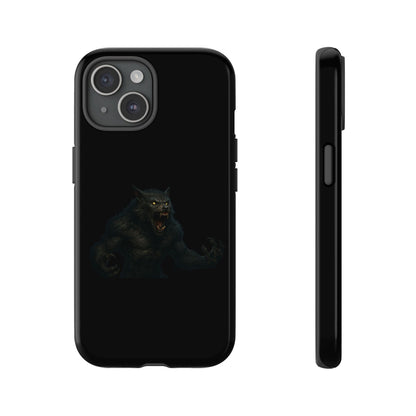 Dark werewolf graphic phone case by Printify, tough protective case with monster design for smartphones.