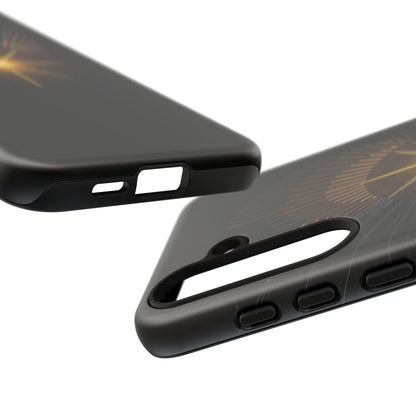 Tough Cases - Radiant Star Phone Case, Protective Black Shockproof Cover with Golden Light Design