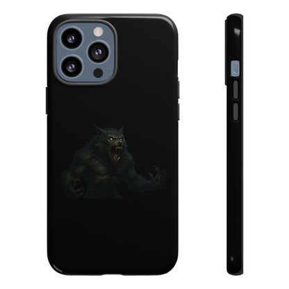 Werewolf phone case with dark monster graphic, tough protective design for smartphones, by Printify.