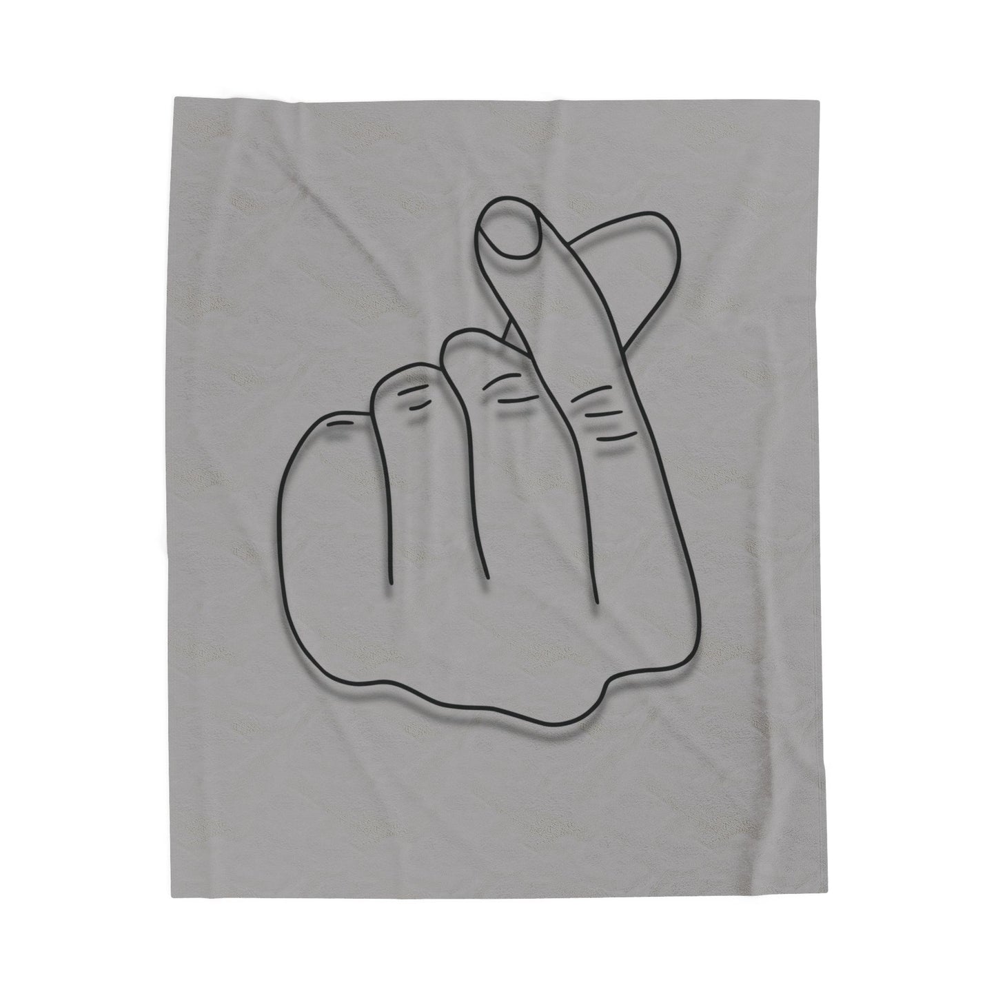 Velveteen plush blanket with heart gesture print, cozy all-over design by Printify, ideal for gifts and home decor.