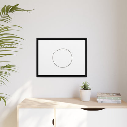 Framed matte canvas wall art featuring a minimal circular line design, by Printify, ideal for modern home decor.