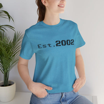 Vintage Est. 2002 T-shirt by Printify featuring classic anniversary design on comfortable cotton fabric.