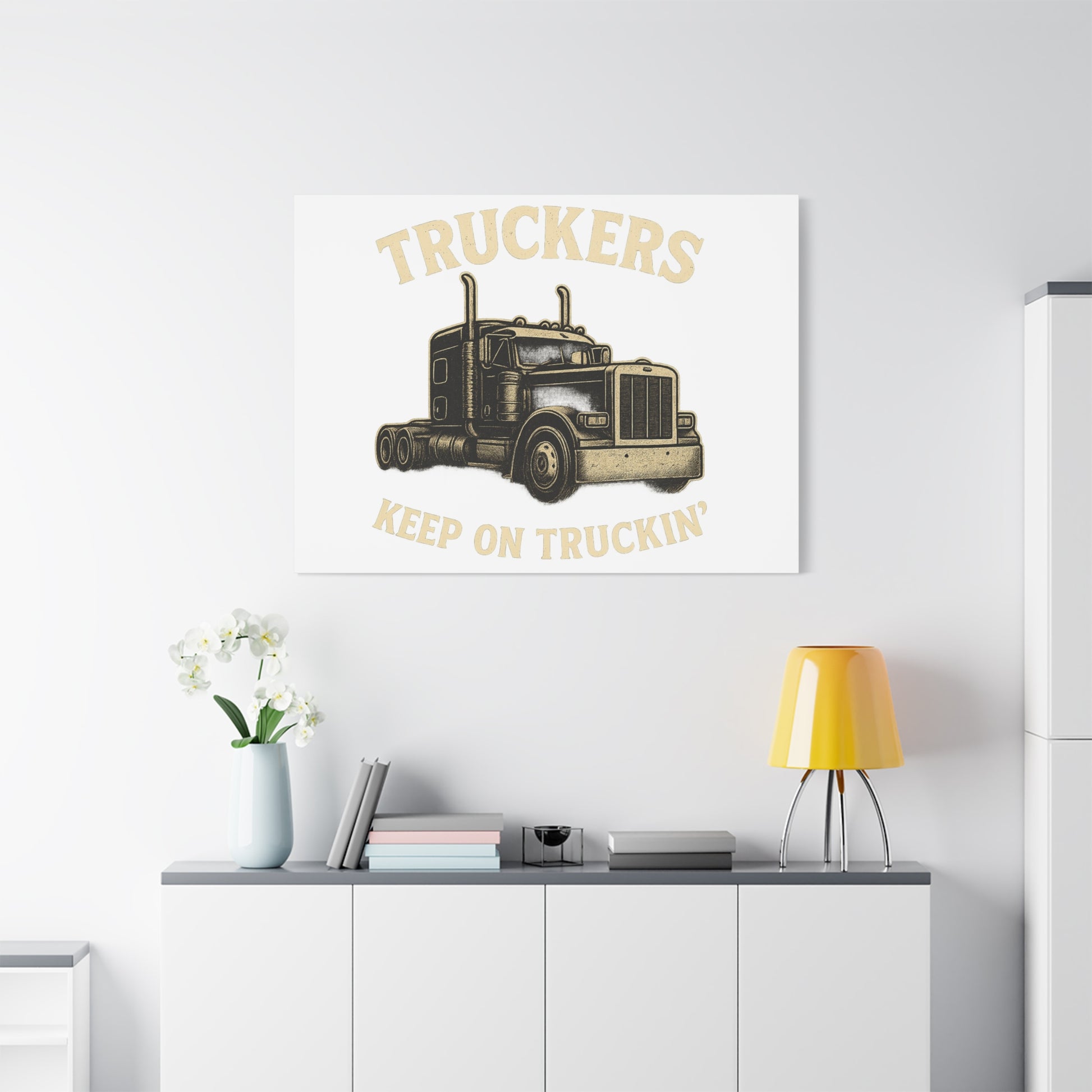 Truckers Canvas Wall Art, Keep on Truckin' Decor, Gift for Drivers, Trucking Artwork, Transportation Gift - TRV