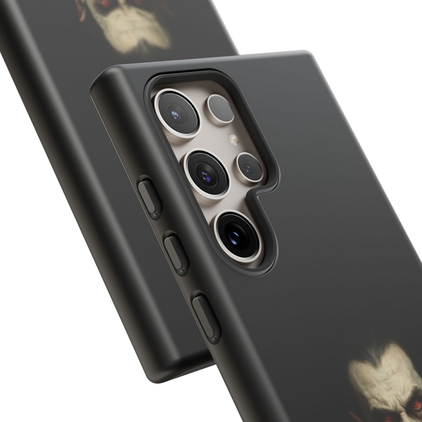 Gothic vampire portrait phone case for iPhone, featuring a horror Dracula design by Printify.