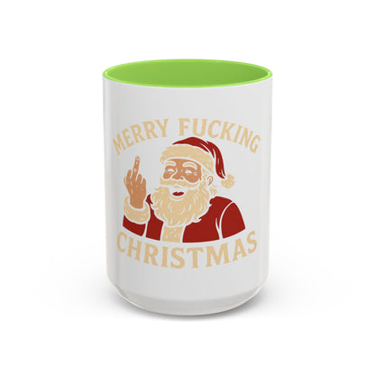 Merry Fucking Christmas Mug — Funny Santa Middle Finger Coffee Cup (11oz & 15oz)
