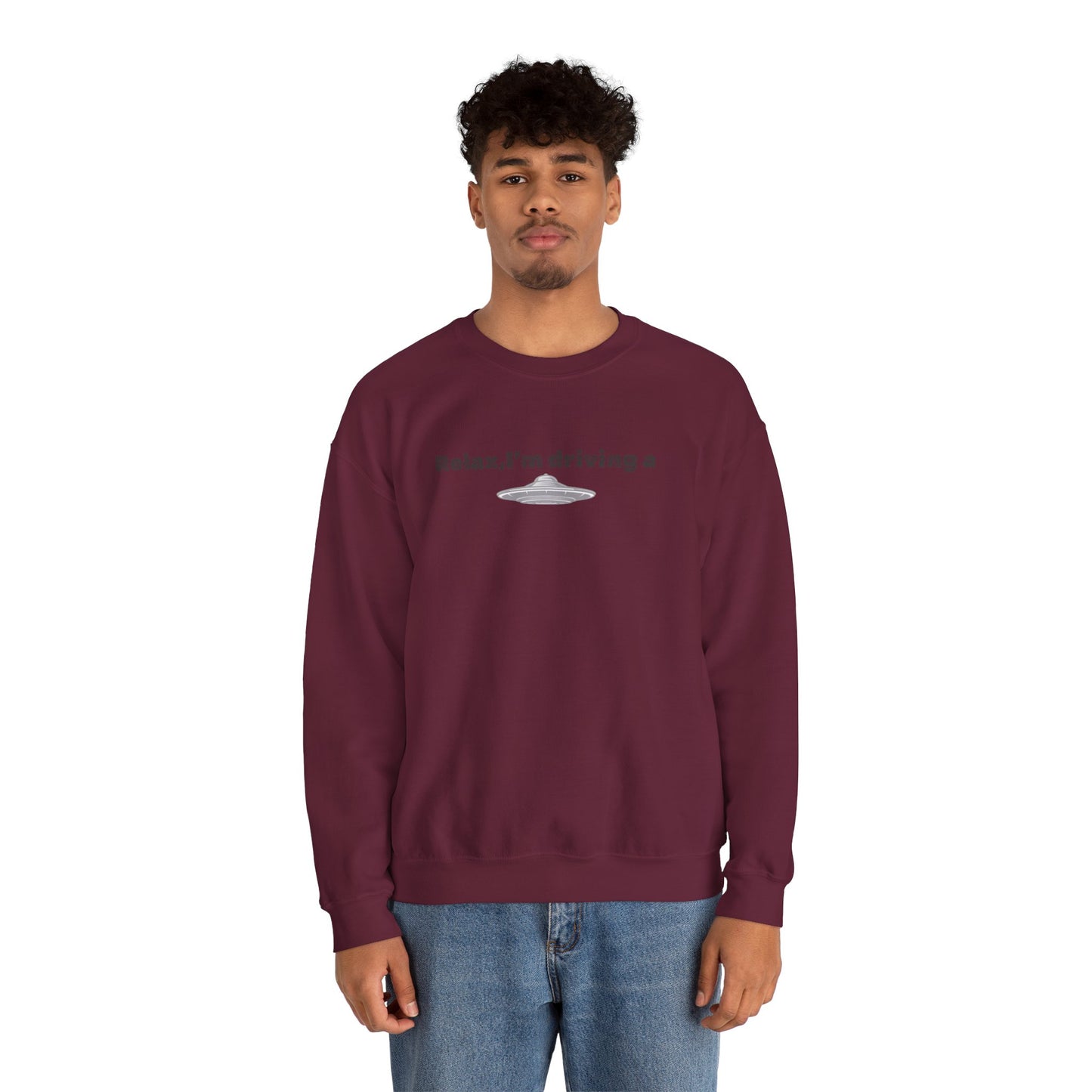 Relaxing UFO Driving Sweatshirt, Funny Gift for UFO Lovers, Unisex Crewneck Pullover, Casual Wear, Space Enthusiast Apparel