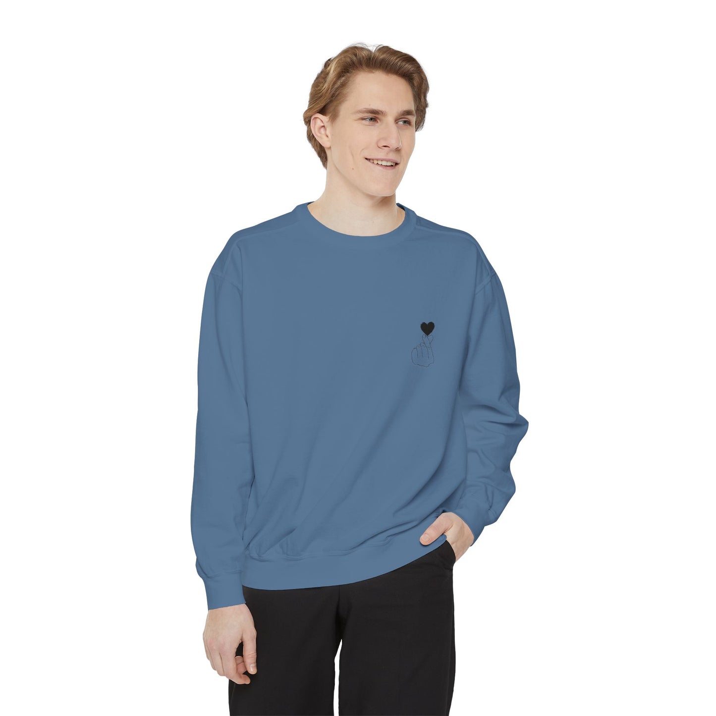 Unisex Garment-Dyed Sweatshirt with Heart Design - Cozy & Stylish