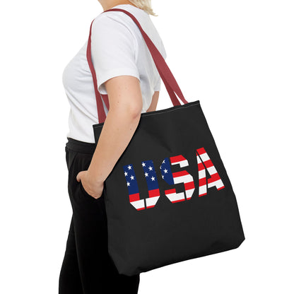 Patriotic USA Print Tote Bag, Reusable Shopping Bag, 4th of July Gift, Summer Carryall, American Flag Style - TRV
