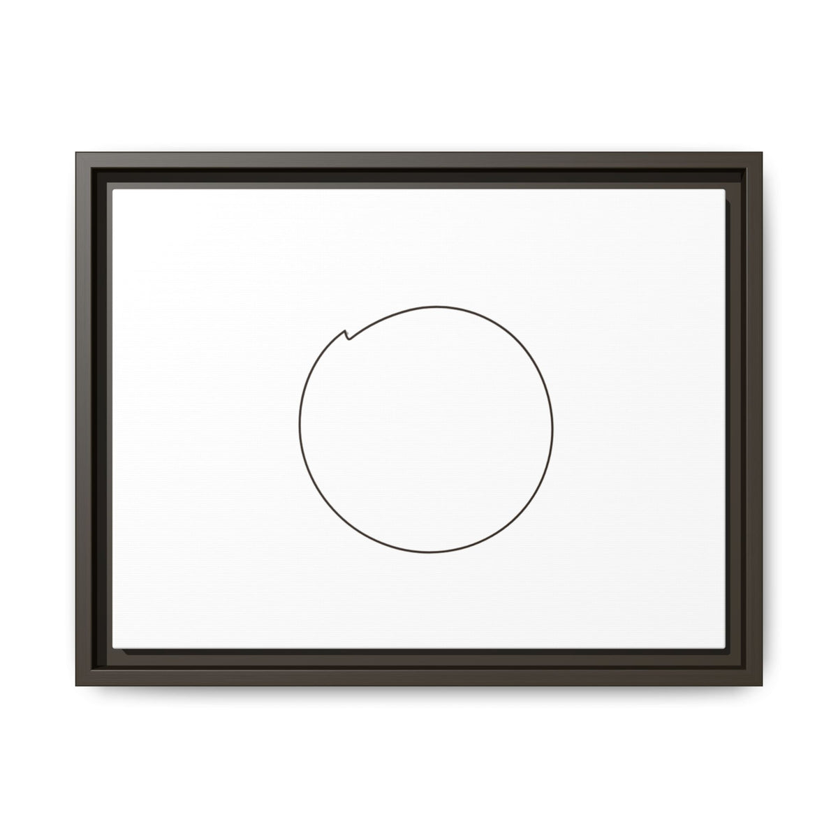 Framed matte canvas wall art featuring a minimal circular line design, by Printify, with a sleek, modern aesthetic.
