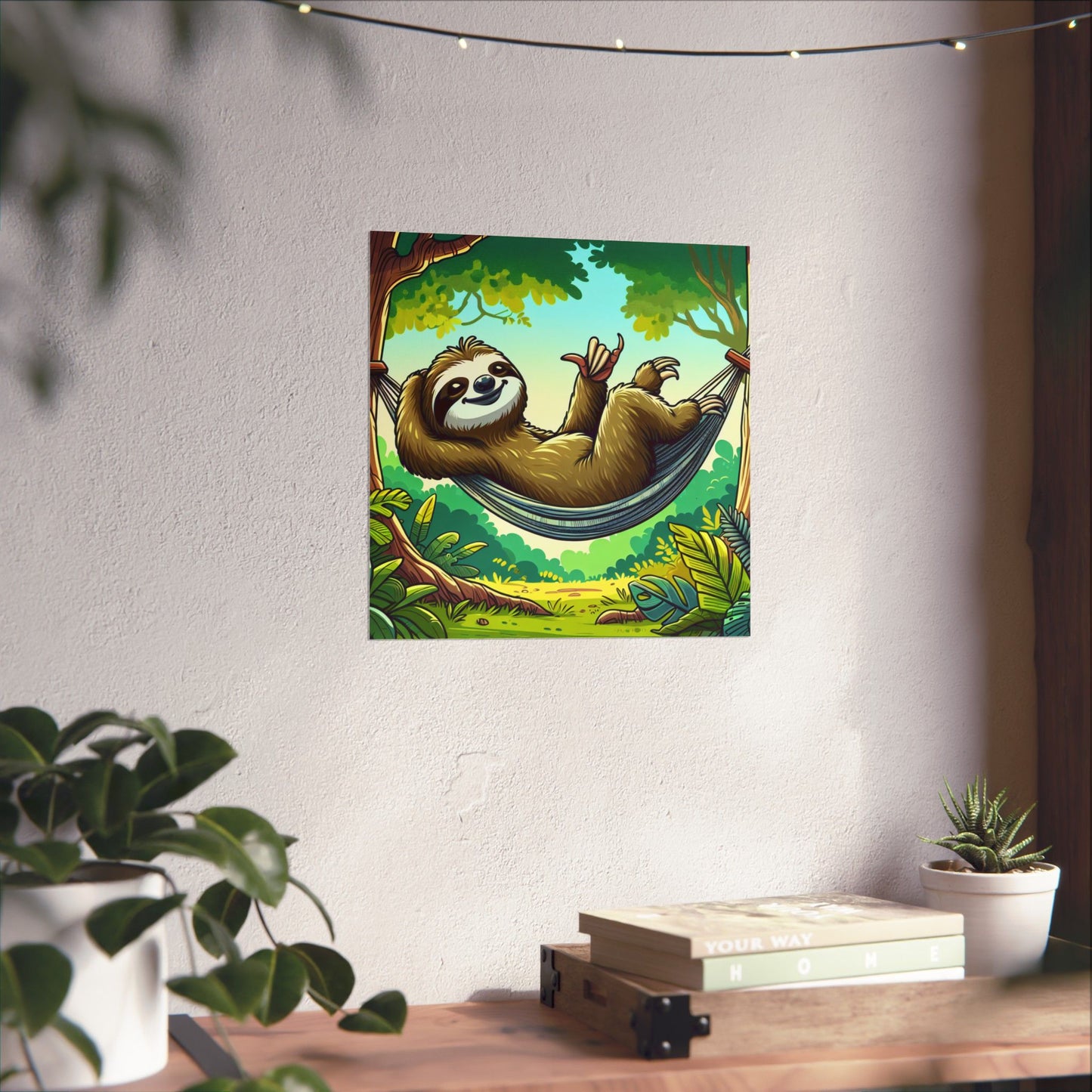 Sloth Hammock Matte Poster — Tropical Relaxation Wall Art