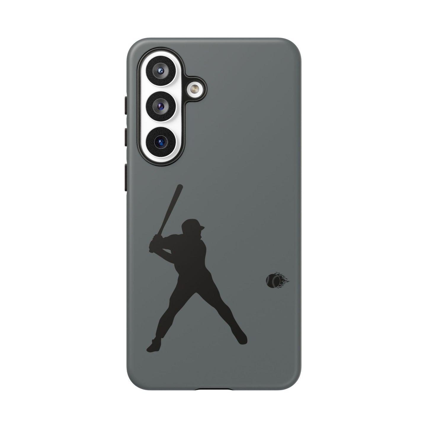 Black baseball silhouette tough phone case for iPhone, durable and protective, designed by Printify.