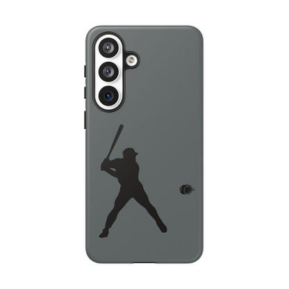Black baseball silhouette tough phone case for iPhone, durable and protective, designed by Printify.