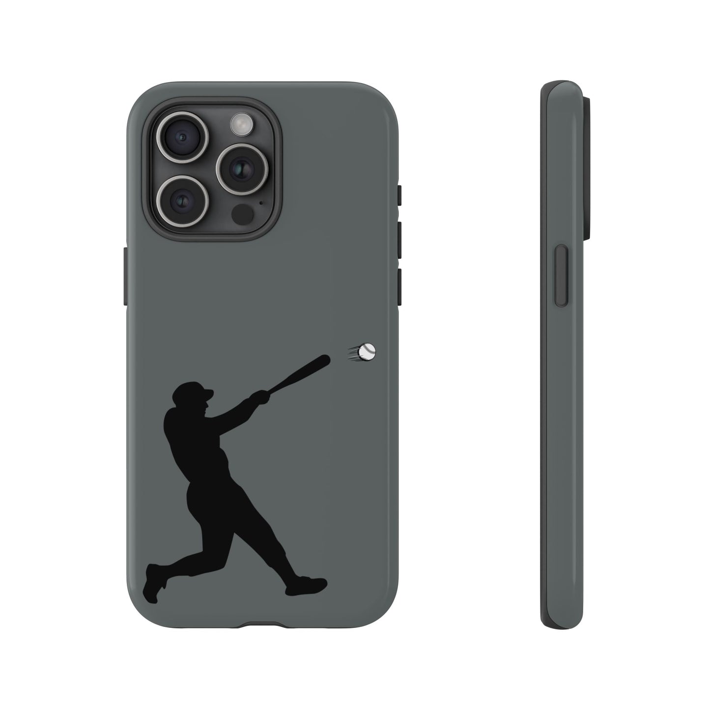 Printify baseball batter phone case, tough protective smartphone cover featuring a baseball player design for fans.