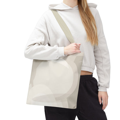 Neutral Abstract Circle Pattern Tote Bag | Minimal Beige AOP Canvas