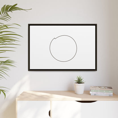 Framed matte canvas wall art featuring minimal circular line design, modern abstract artwork by Printify.