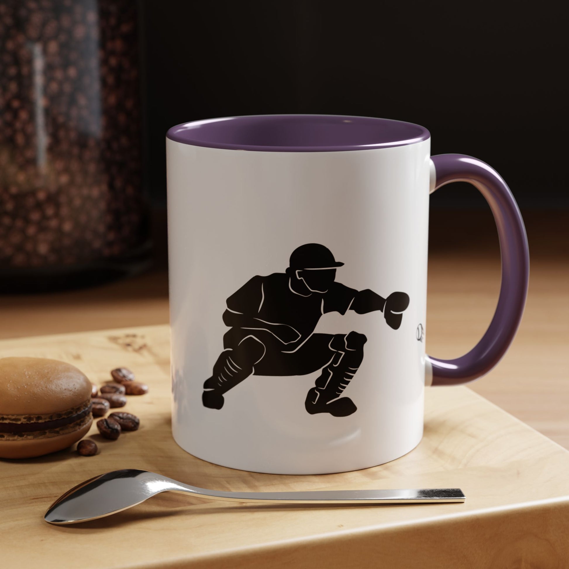 Baseball Catcher Coffee Mug, Sports Gift for Coaches, Black Accent Mug for Fans, Perfect for Birthdays & Celebrations, Unique Cup - TRV
